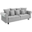 BIGSOFA in Samt Grau  - Schwarz/Grau, Design, Holz/Textil (248/96/95cm) - Carryhome