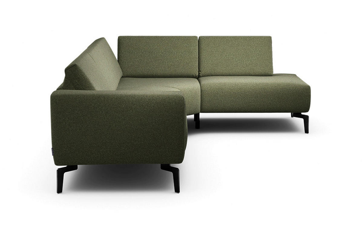 ECKSOFA Cosy in Samt Waldgrün  256/193 cm  - Waldgrün/Schwarz, Design, Textil/Metall (256/193cm) - SENSOO