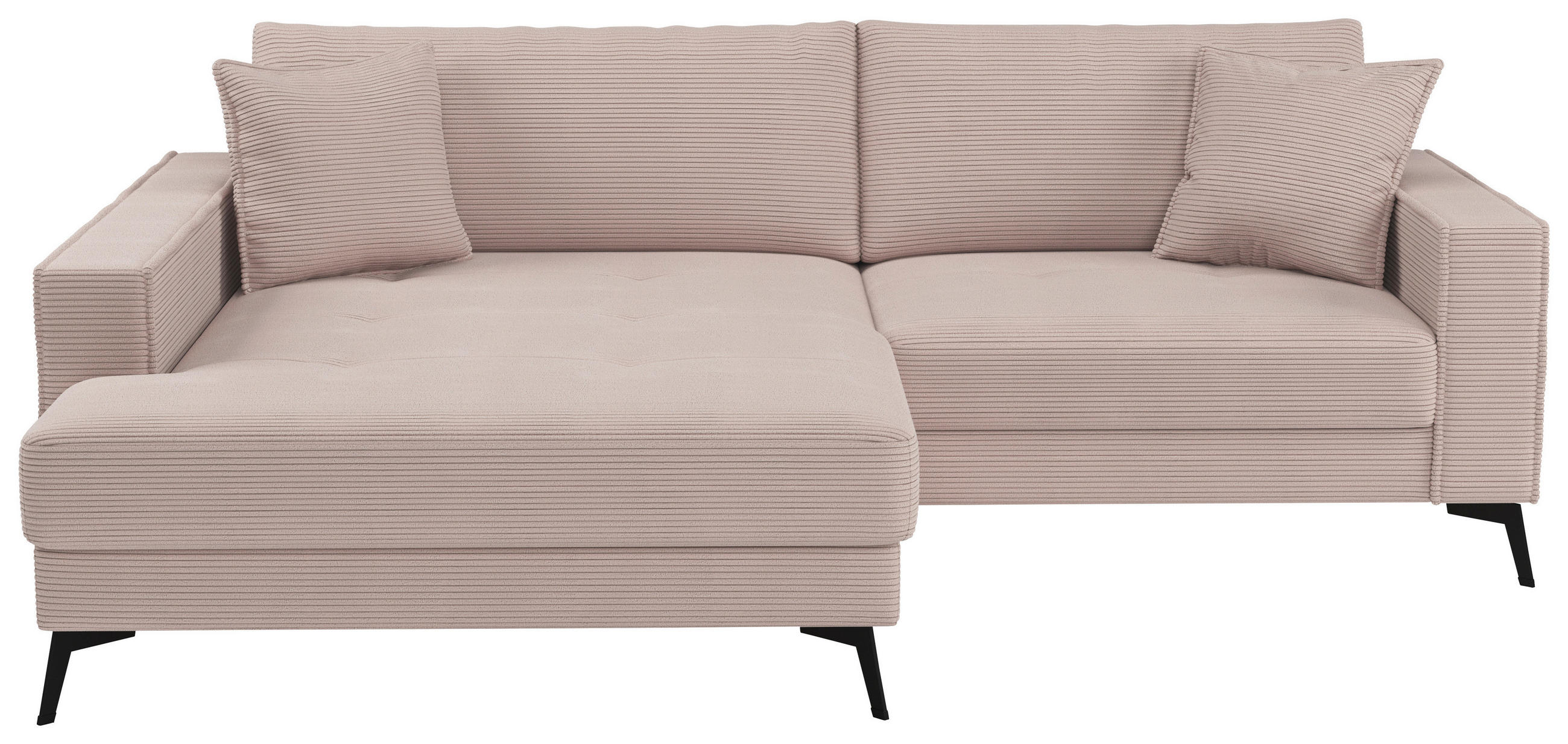 ECKSOFA TED Rosa Cord Zierkissen  - Schwarz/Rosa, Trend, Textil/Metall (174/228cm) - P & B
