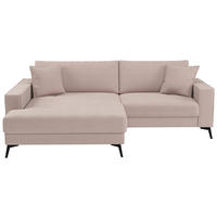 ECKSOFA TED Rosa Cord Zierkissen  - Schwarz/Rosa, Trend, Textil/Metall (174/228cm) - P & B