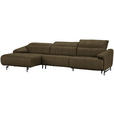 ECKSOFA in Echtleder Taupe  165/313 cm  - Taupe/Cognac, Design, Leder/Metall (165/313cm) - Emilio Belluti