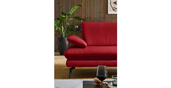 ECKSOFA in Echtleder Rot  308/195 cm  - Rot/Schwarz, Design, Leder/Metall (308/195cm) - Dieter Knoll