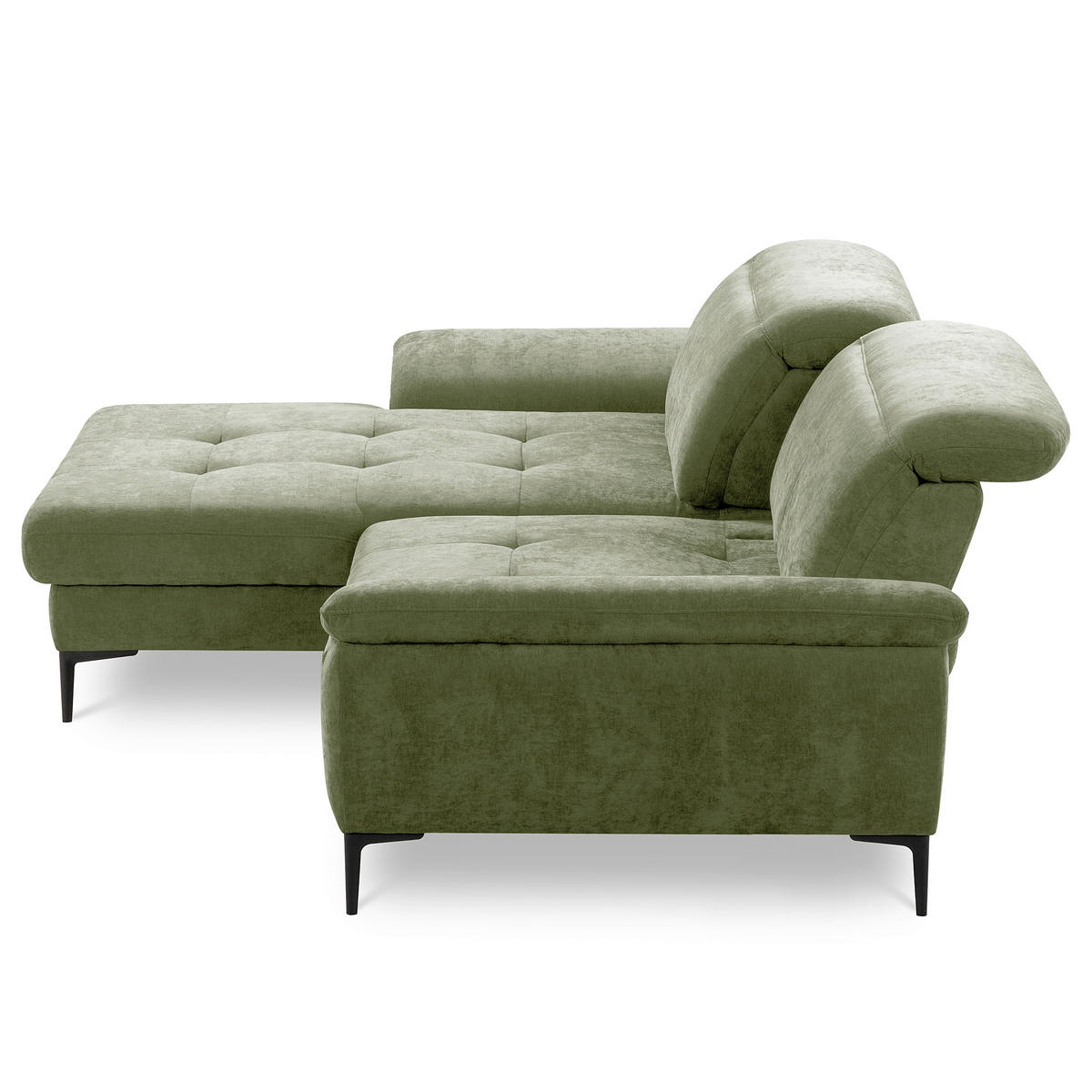 ECKSOFA  Webstoff Grün  - Schwarz/Grün, Design, Textil/Metall (195/268cm) - Livetastic