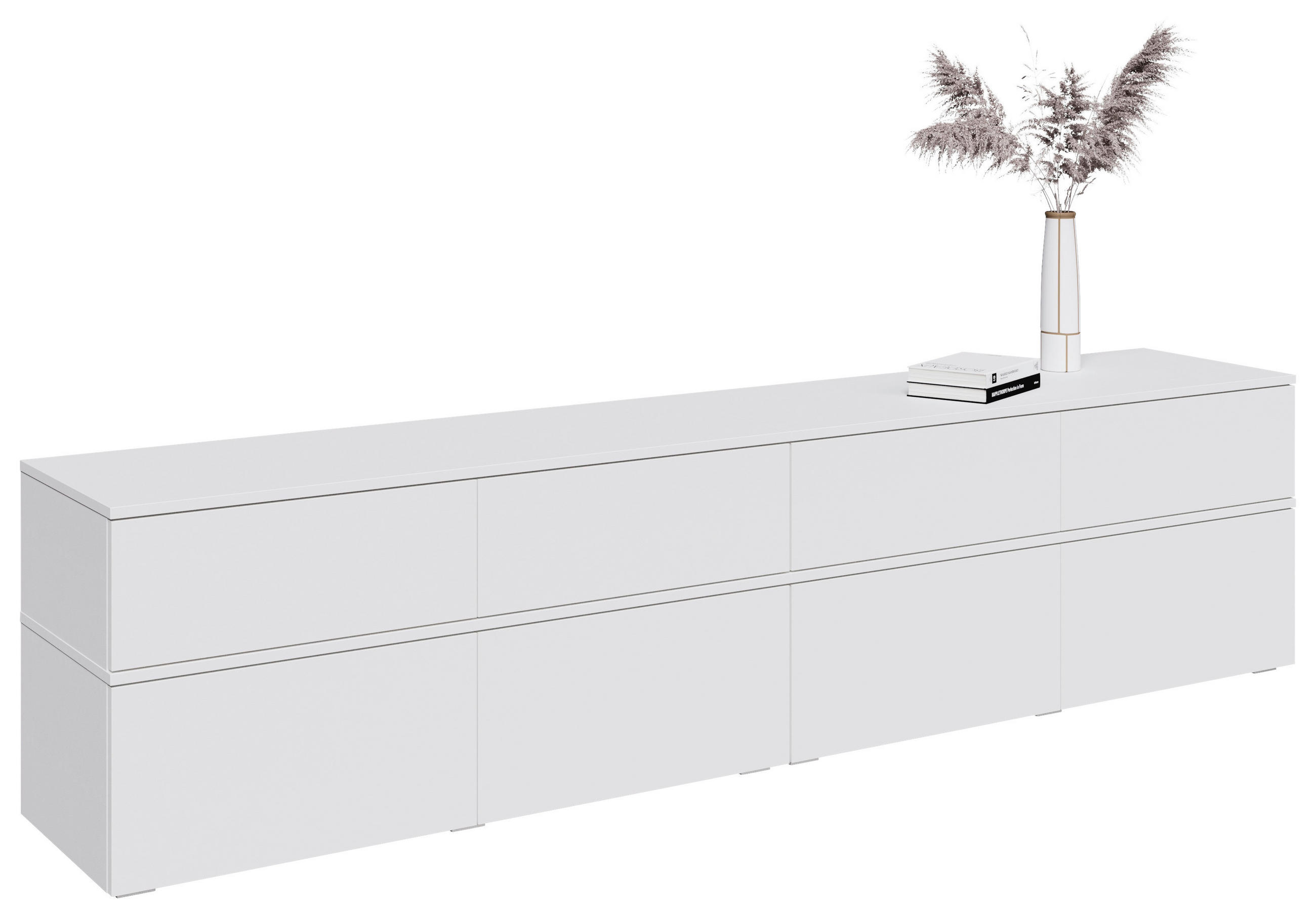 LOWBOARD  220/52/40 cm 4 Schublade(n) stehend  - Silberfarben/Weiß, Design, Holzwerkstoff/Kunststoff (220/52/40cm) - Xora