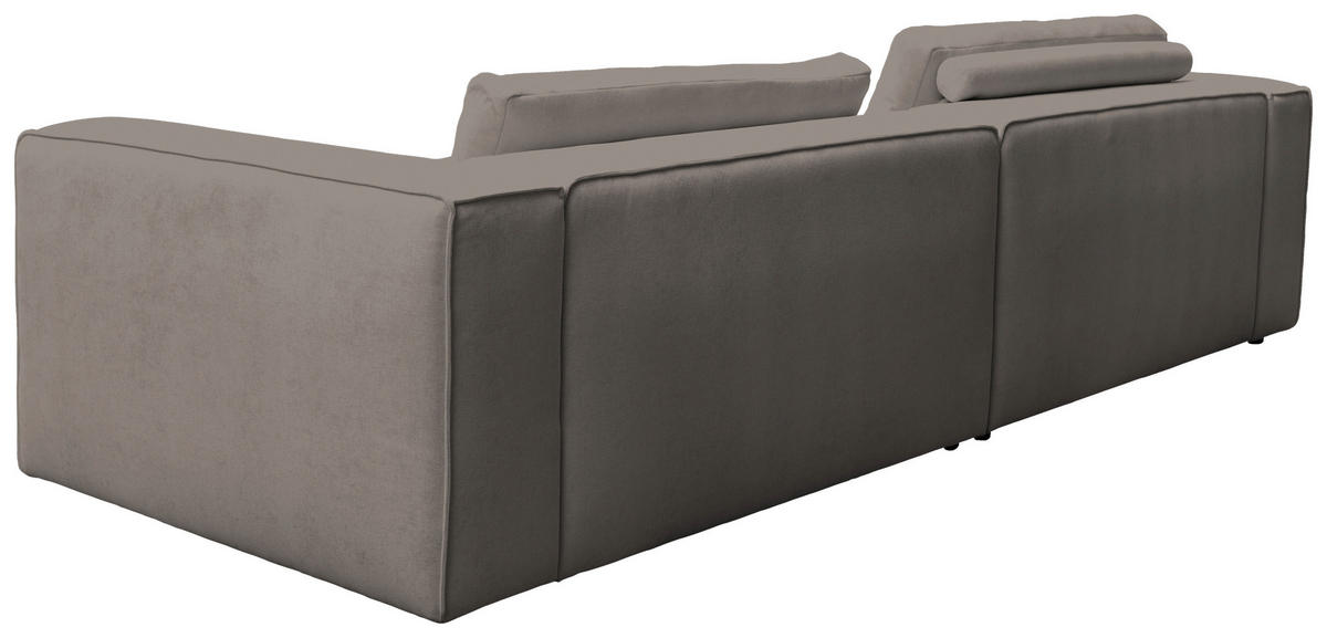 ECKSOFA Taupe Chenille Rücken echt  - Taupe/Schwarz, MODERN, Kunststoff/Textil (185/296cm) - Hom`in