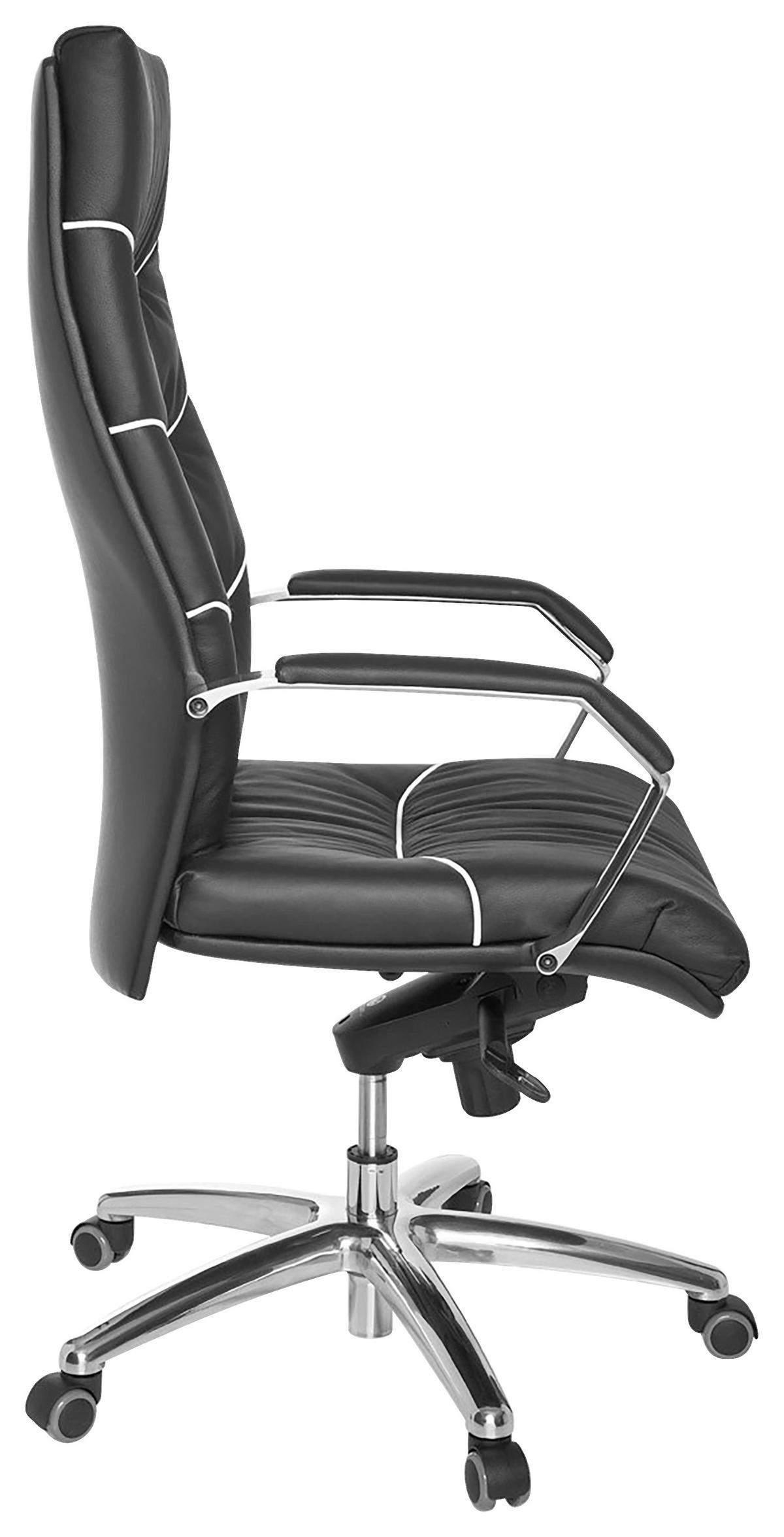 DREHSTUHL  in Lederlook Schwarz  - Chromfarben/Schwarz, Design, Leder/Kunststoff (60/126/55cm) - MID.YOU