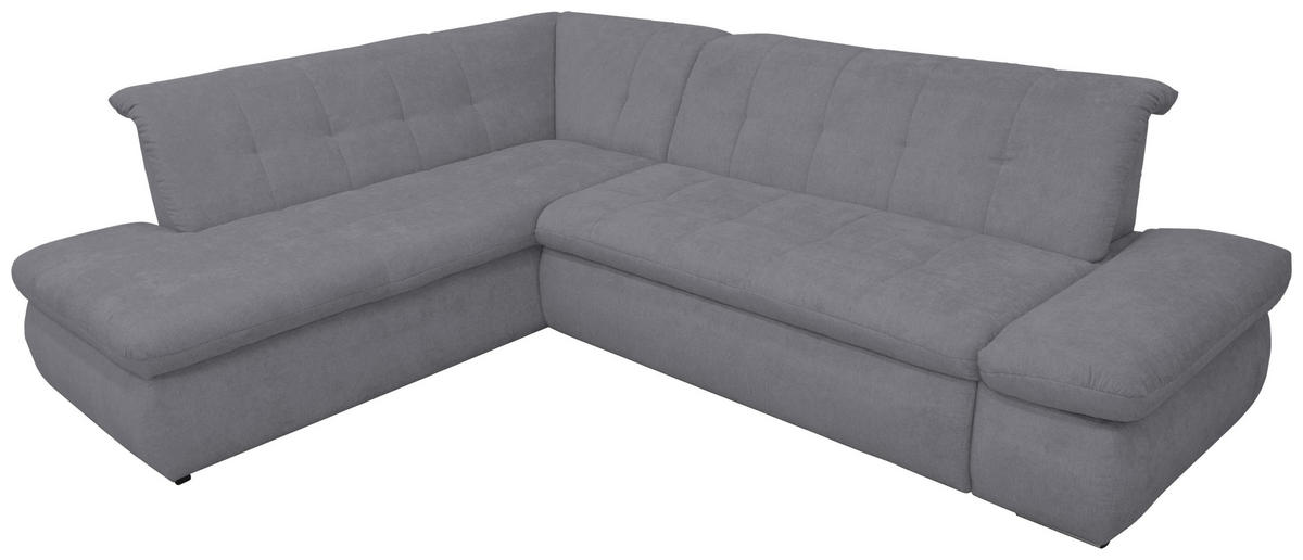 ECKSOFA Dunkelgrau Mikrofaser  - Chromfarben/Dunkelgrau, KONVENTIONELL, Textil/Metall (216/273cm) - MID.YOU