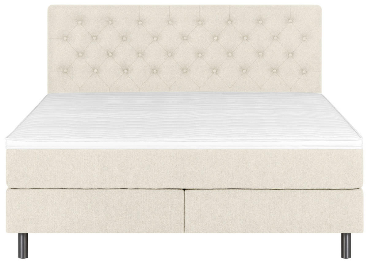 BOXSPRINGBETT 180/200 cm  in Perlmutt  - Silberfarben/Perlmutt, Konventionell, Textil/Metall (180/200cm) - Welnova