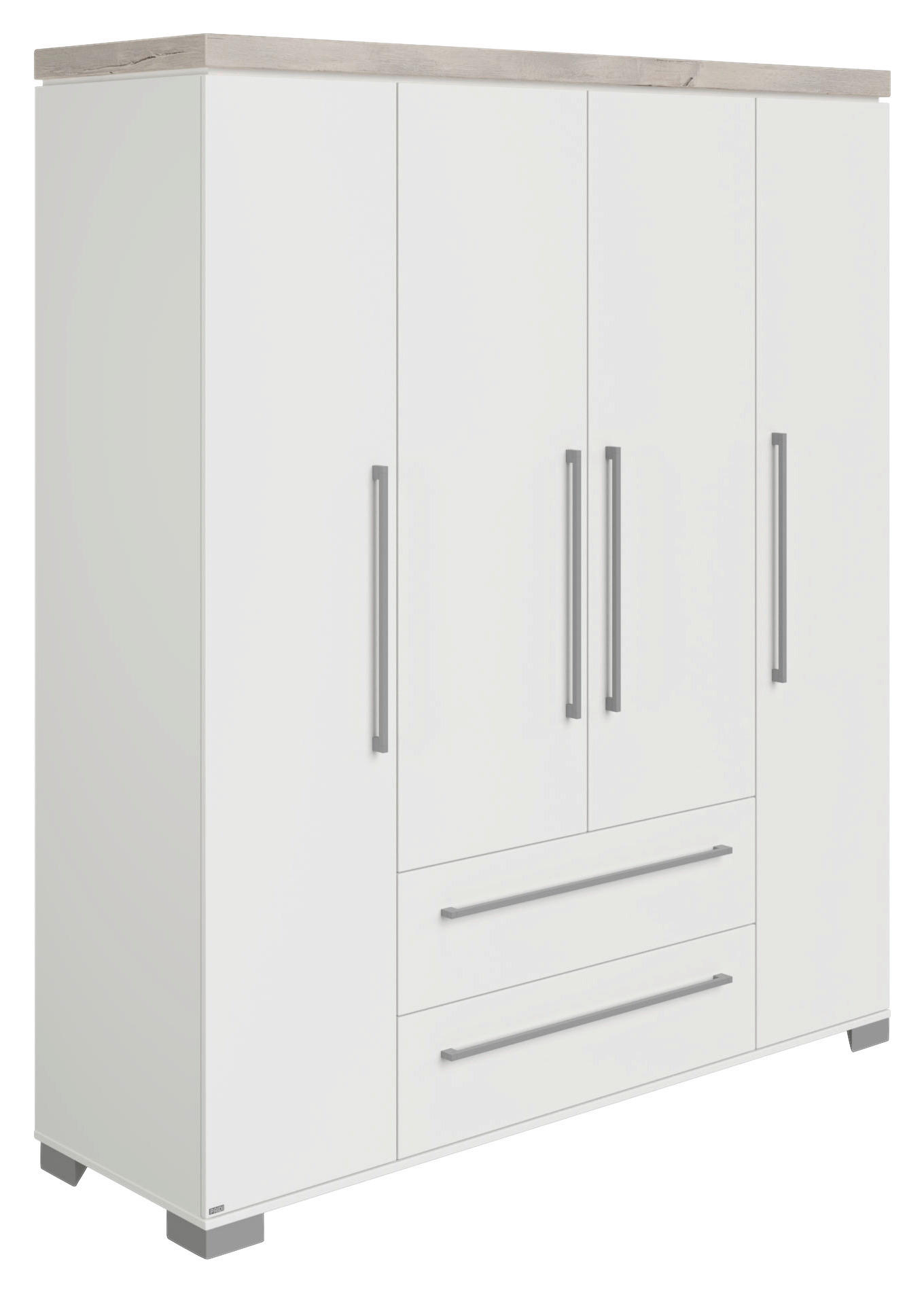 DREHTÜRENSCHRANK in Weiss, Silbereichenfarben  - Weiss/Silberfarben, Basics, Holzwerkstoff/Metall (175,8/205,9/55,6cm) - Paidi