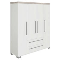 DREHTÜRENSCHRANK in Weiss, Silbereichenfarben  - Weiss/Silberfarben, Basics, Holzwerkstoff/Metall (175,8/205,9/55,6cm) - Paidi