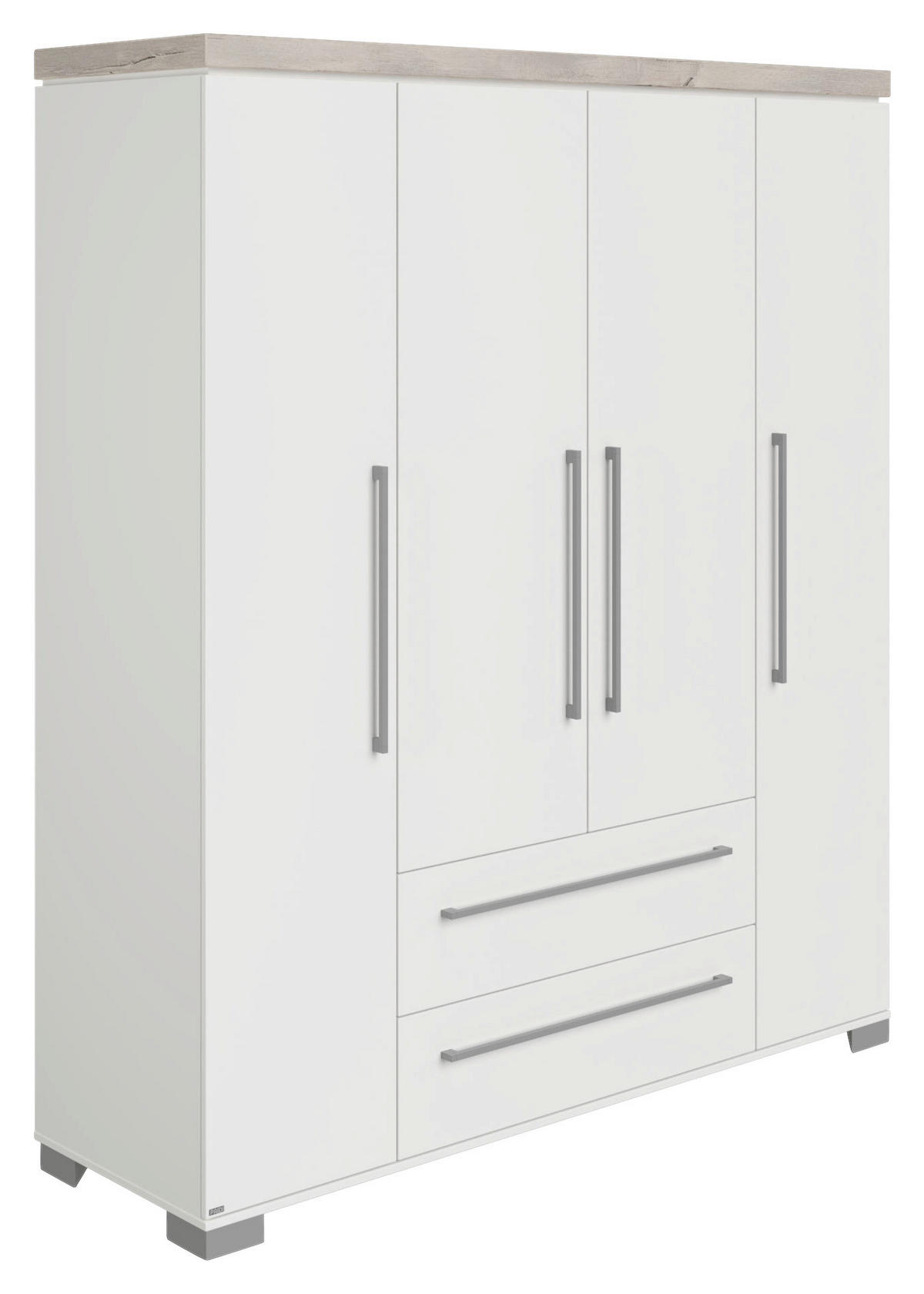 DREHTÜRENSCHRANK in Weiss, Silbereichenfarben  - Weiss/Silberfarben, Basics, Holzwerkstoff/Metall (175,8/205,9/55,6cm) - Paidi