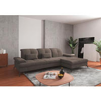 ECKSOFA in Flachgewebe Schlammfarben  - Schlammfarben/Schwarz, Konventionell, Textil/Metall (279/185cm) - Sit & More