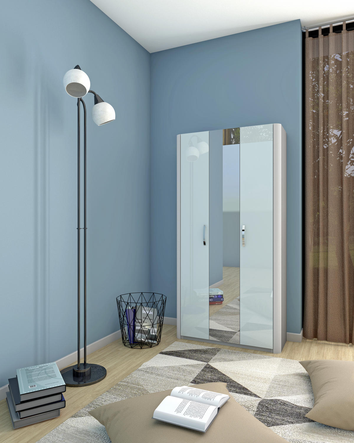GARDEROBENSCHRANK  in 94/188/38 cm  - Chromfarben/Weiss, Design, Glas/Holzwerkstoff (94/188/38cm) - Moderano
