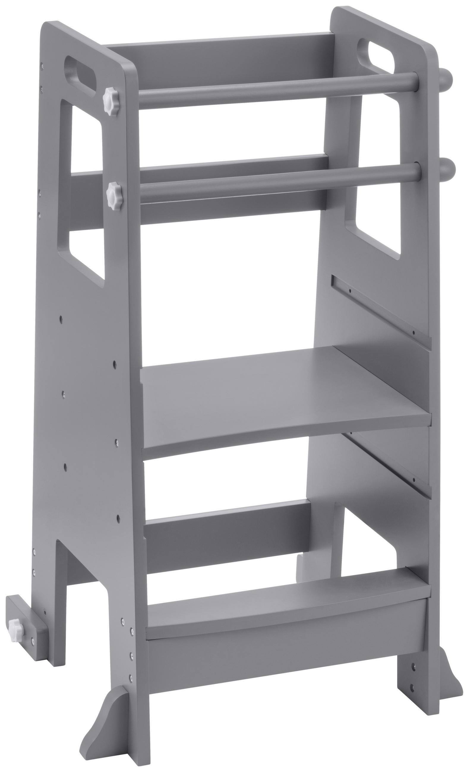 UČIACA VEŽA PRE DETI sivá - sivá, Basics, drevo/kompozitné drevo (56/47/91cm) - Jimmylee