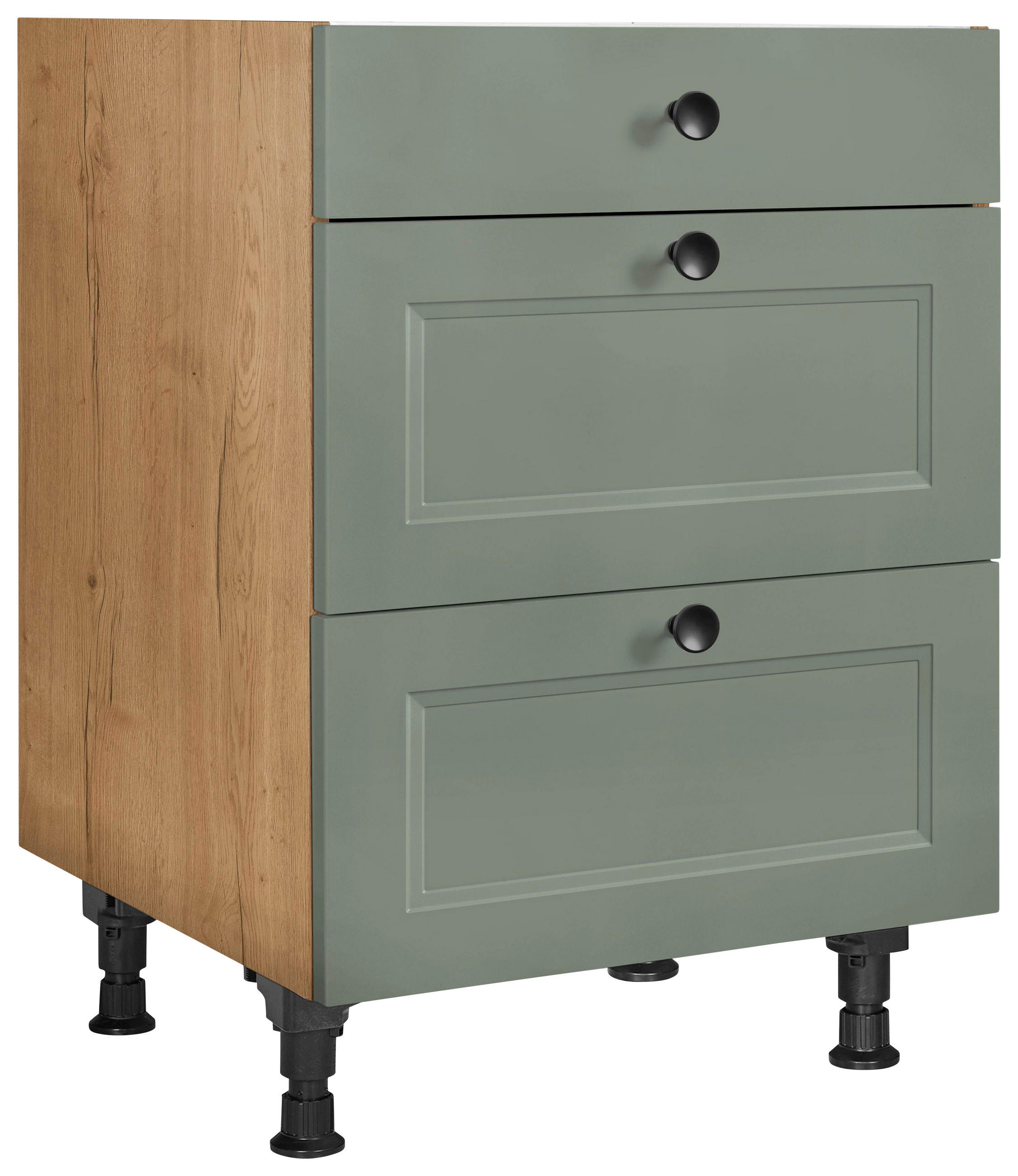 KOCHFELDUMBAUSCHRANK 60/87/56 cm  in Grün, Eichefarben  - Eichefarben/Schwarz, MODERN, Holzwerkstoff/Metall (60/87/56cm) - Nobilia