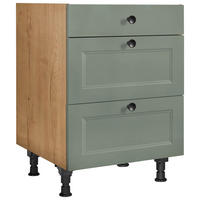 KOCHFELDUMBAUSCHRANK 60/87/56 cm  in Grün, Eichefarben  - Eichefarben/Schwarz, MODERN, Holzwerkstoff/Metall (60/87/56cm) - Nobilia