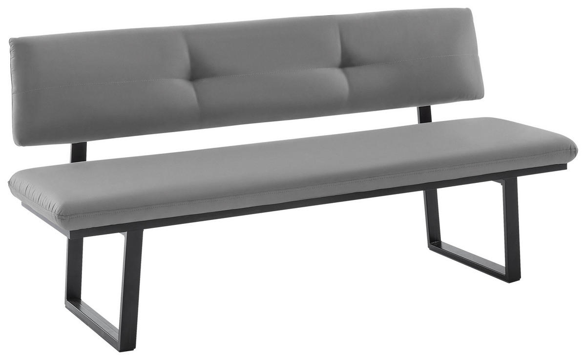 SITZBANK 180/86/60 cm  in Schwarz, Hellgrau  - Hellgrau/Schwarz, MODERN, Textil/Metall (180/86/60cm) - Cantus