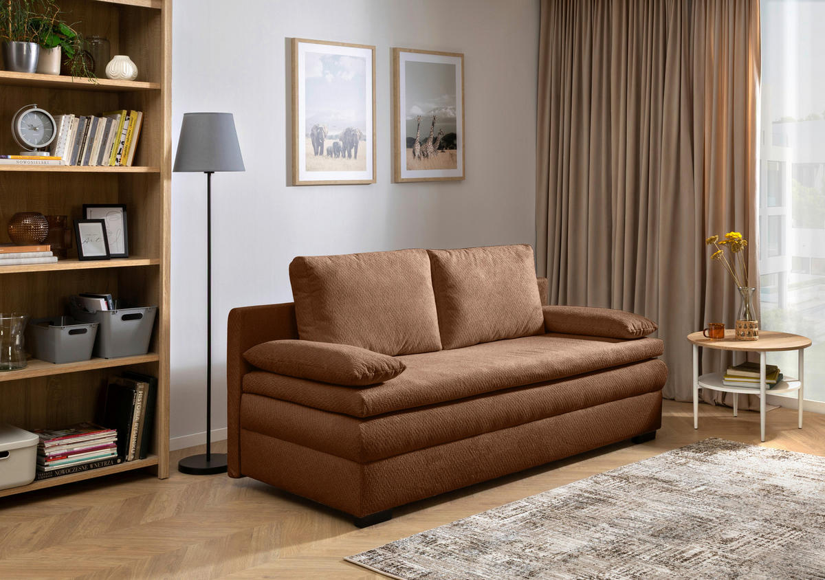 SCHLAFSOFA - Rostfarben/Schwarz, KONVENTIONELL, Kunststoff/Textil (195/93/83cm) - Carryhome