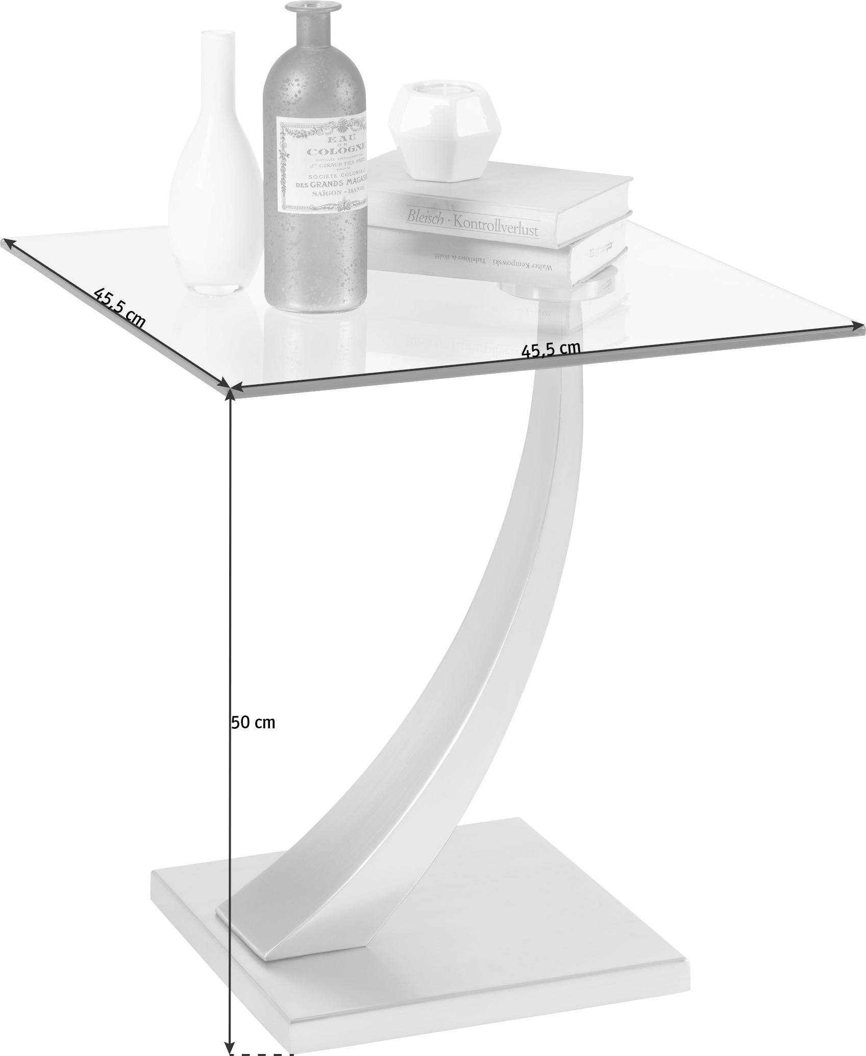 BEISTELLTISCH 45,5/50/45,5 cm Silberfarben quadratisch  - Silberfarben, Design, Glas/Metall (45,5/50/45,5cm) - Xora