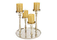 ADVENTSKERZENHALTER  - Silberfarben, Basics, Metall (29/27/29cm)