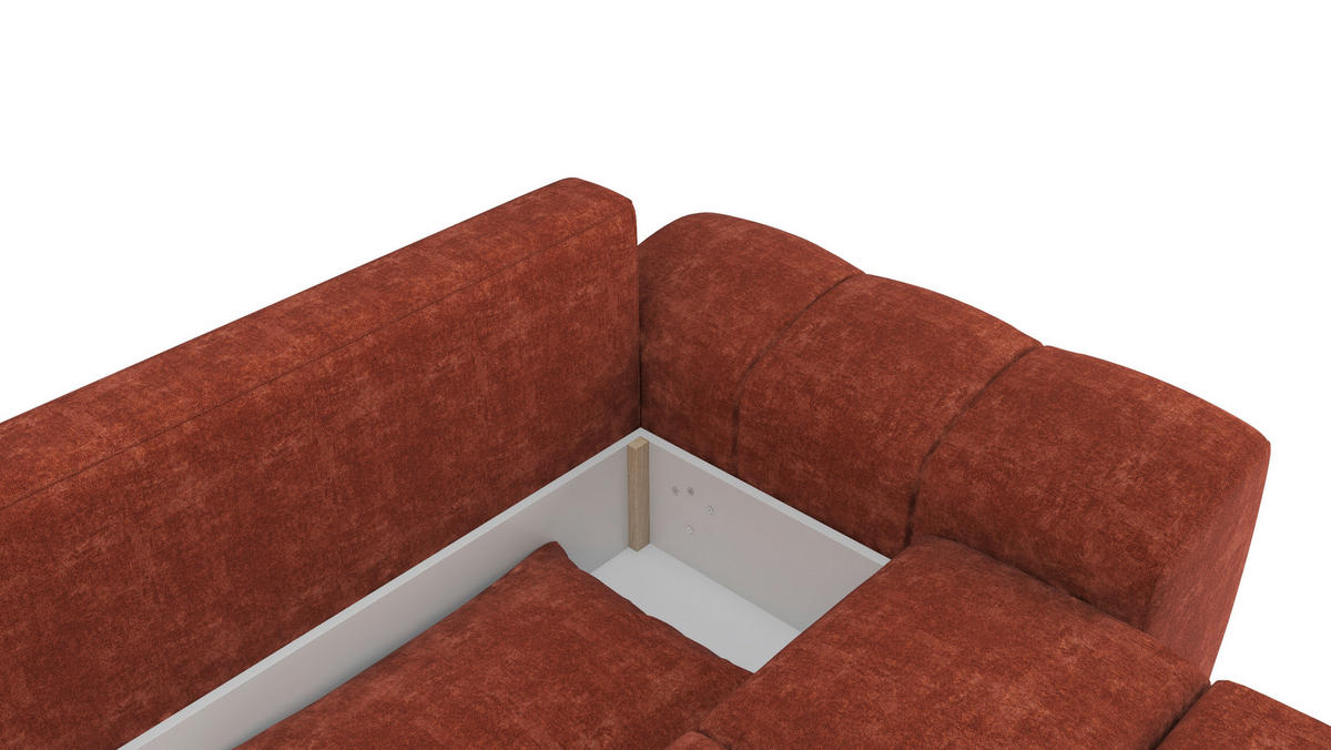 BIGSOFA Chenille Terracotta  - Terracotta/Schwarz, KONVENTIONELL, Kunststoff/Textil (266/89/104cm) - Carryhome