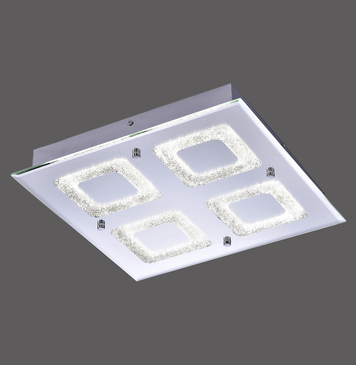 LED PLAFONJERA - boja hroma, Konvencionalno, staklo/metal (36/36/6,3cm)