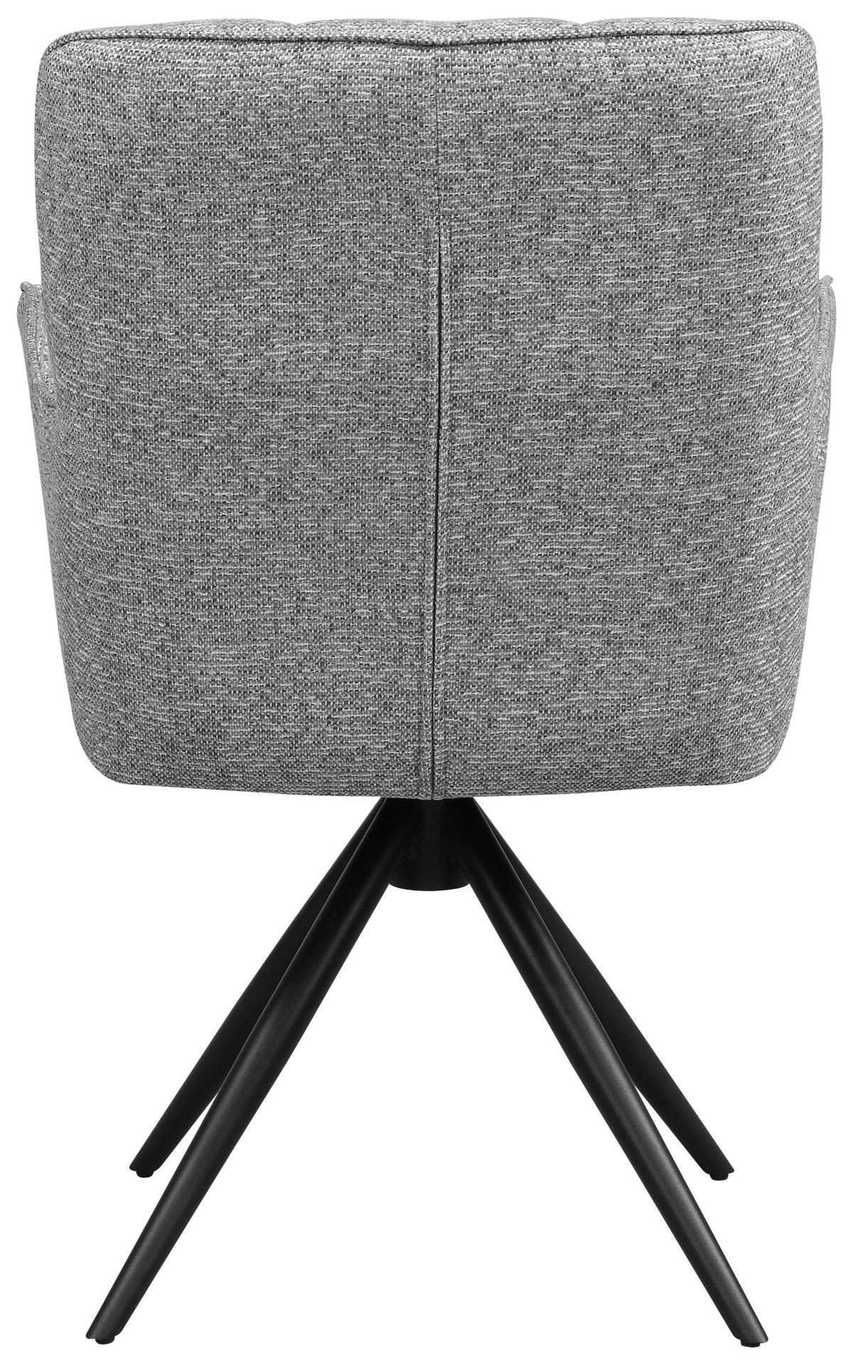 ARMLEHNSTUHL  Sitzfläche 360° drehbar, automatische Rückholfunktion Webstoff  Schwarz, Hellgrau  - Hellgrau/Schwarz, Design, Textil/Metall (61/89/63.5cm) - Carryhome