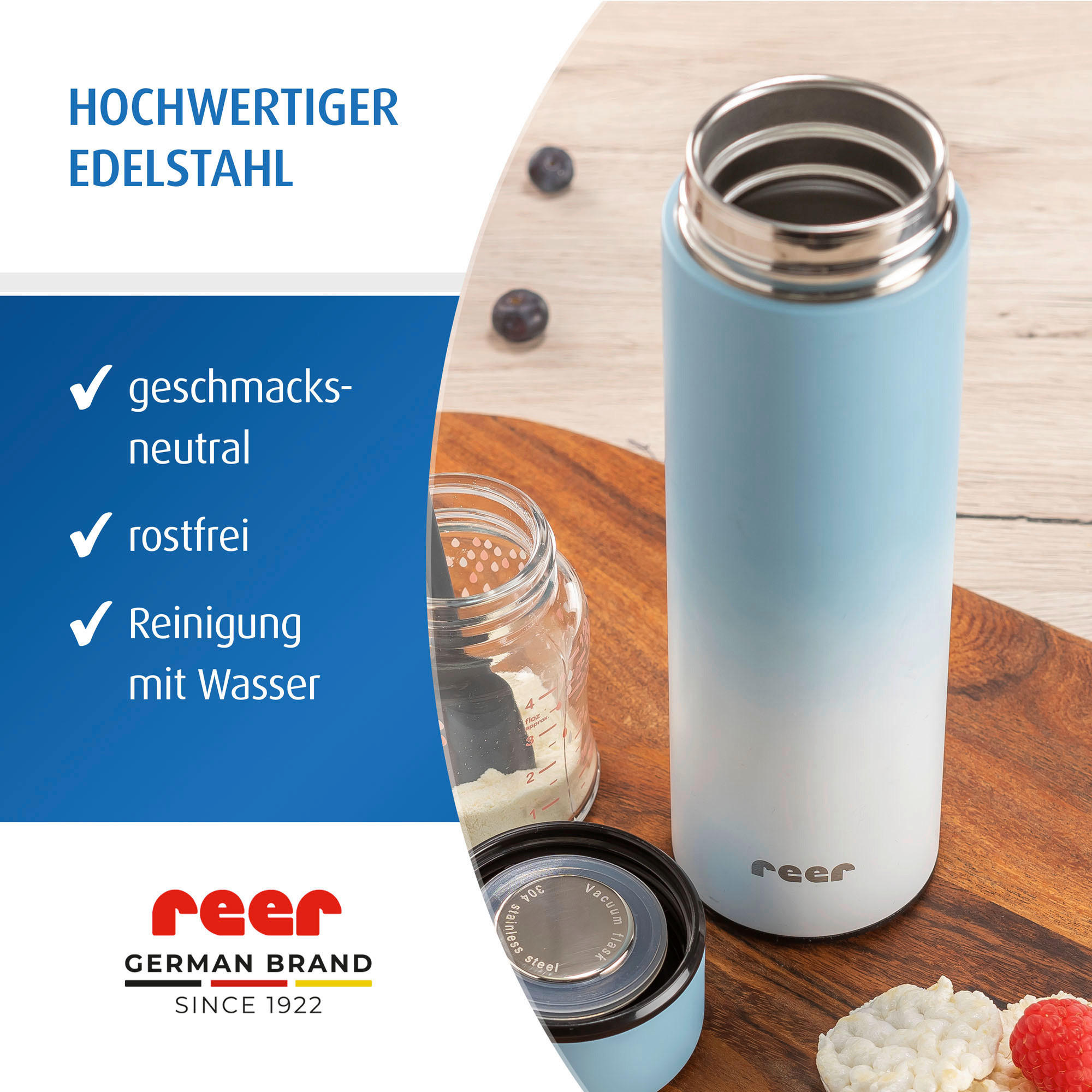 BABYTRINKFLASCHE - Pastellblau, Basics, Metall (6,5/23/6,5cm) - Reer