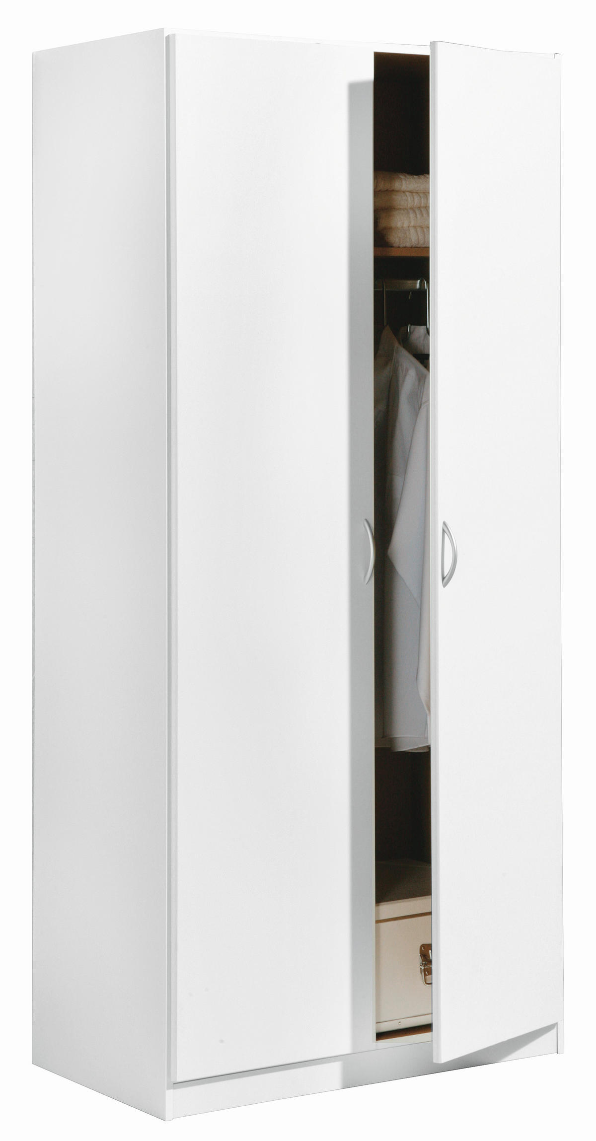 DREHTÜRENSCHRANK in Weiss  - Weiss/Silberfarben, Design, Holzwerkstoff/Kunststoff (91/197/54cm) - Boxxx