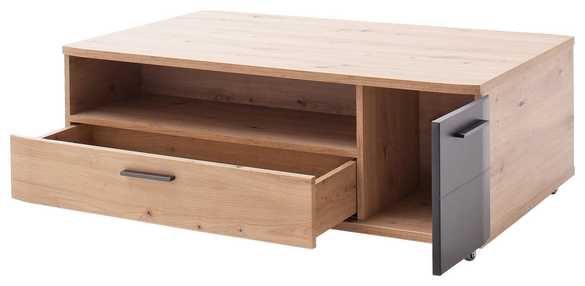 KONFERENČNÍ STOLEK, antracitová, barvy dubu, kompozitní dřevo, 115/70/42 cm - černá/barvy dubu, Design, kov/kompozitní dřevo (115/70/42cm) - Livetastic