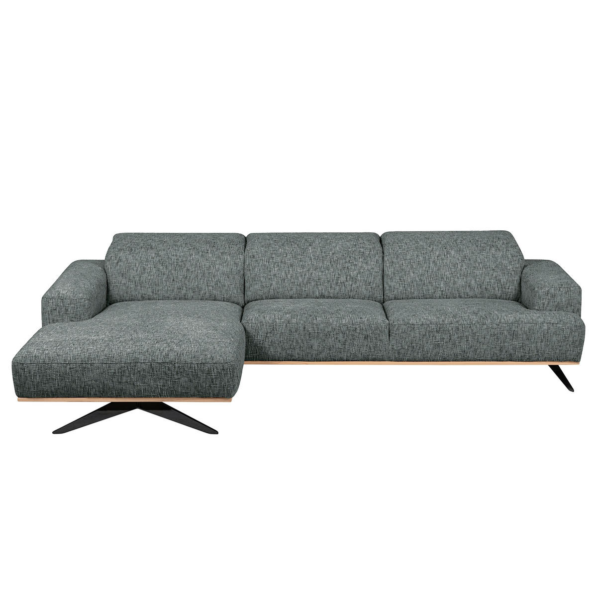 ECKSOFA PORTLAND Anthrazit Struktur Kopfteilverstellung  - Anthrazit/Schwarz, Design, Holz/Textil (187/295cm) - Livetastic