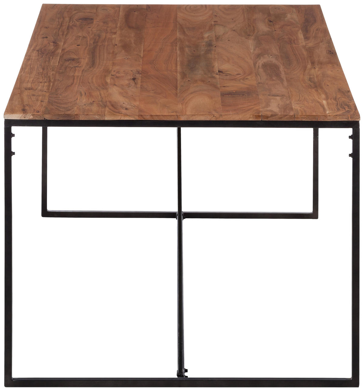 ESSTISCH Akazie massiv rechteckig Naturfarben, Schwarz, Akaziefarben  - Schwarz/Naturfarben, Design, Holz/Metall (180/95/76cm) - home24