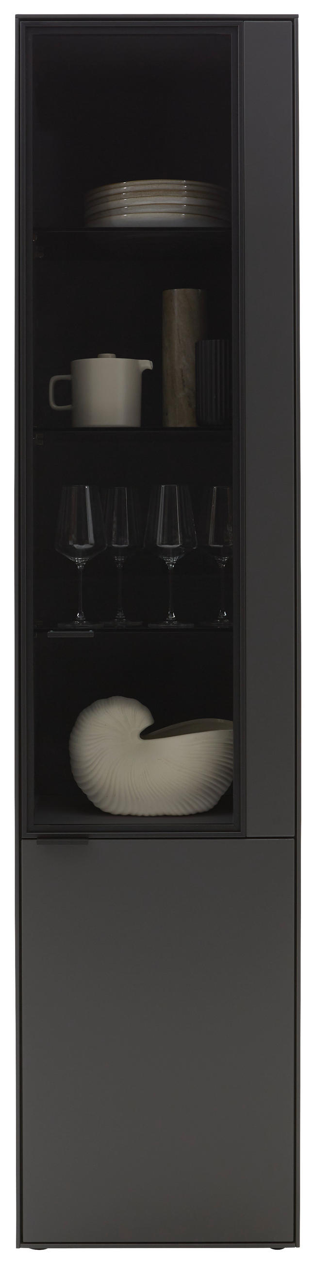VITRINE Graphitfarben  46,9/205,5/37,1 cm  - Schwarz/Graphitfarben, Design, Glas/Holz (46,9/205,5/37,1cm) - Dieter Knoll