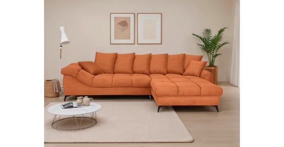 ECKSOFA Dunkelorange Cord Rückenkissen, Armlehnenkissen, Rücken echt  - Dunkelorange/Schwarz, KONVENTIONELL, Textil/Metall (332/231cm) - Carryhome