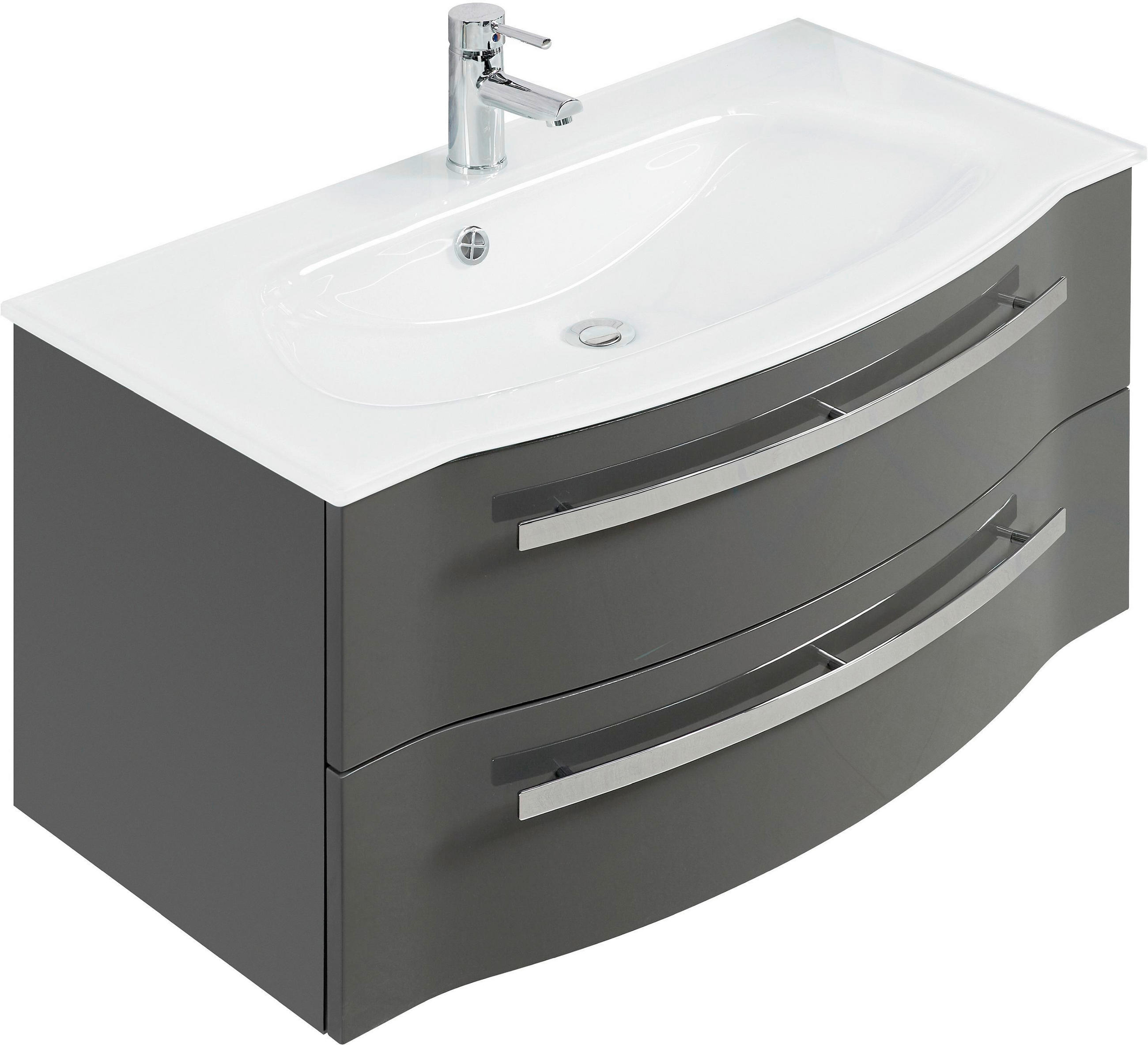 Sadena Waschtischunterschrank Grau Hochglanz 90x48.2x48.1 cm