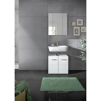 BADEZIMMER 2-teilig  in 60 cm  - Weiß Hochglanz/Silberfarben, MODERN, Glas/Holzwerkstoff (60cm) - MID.YOU