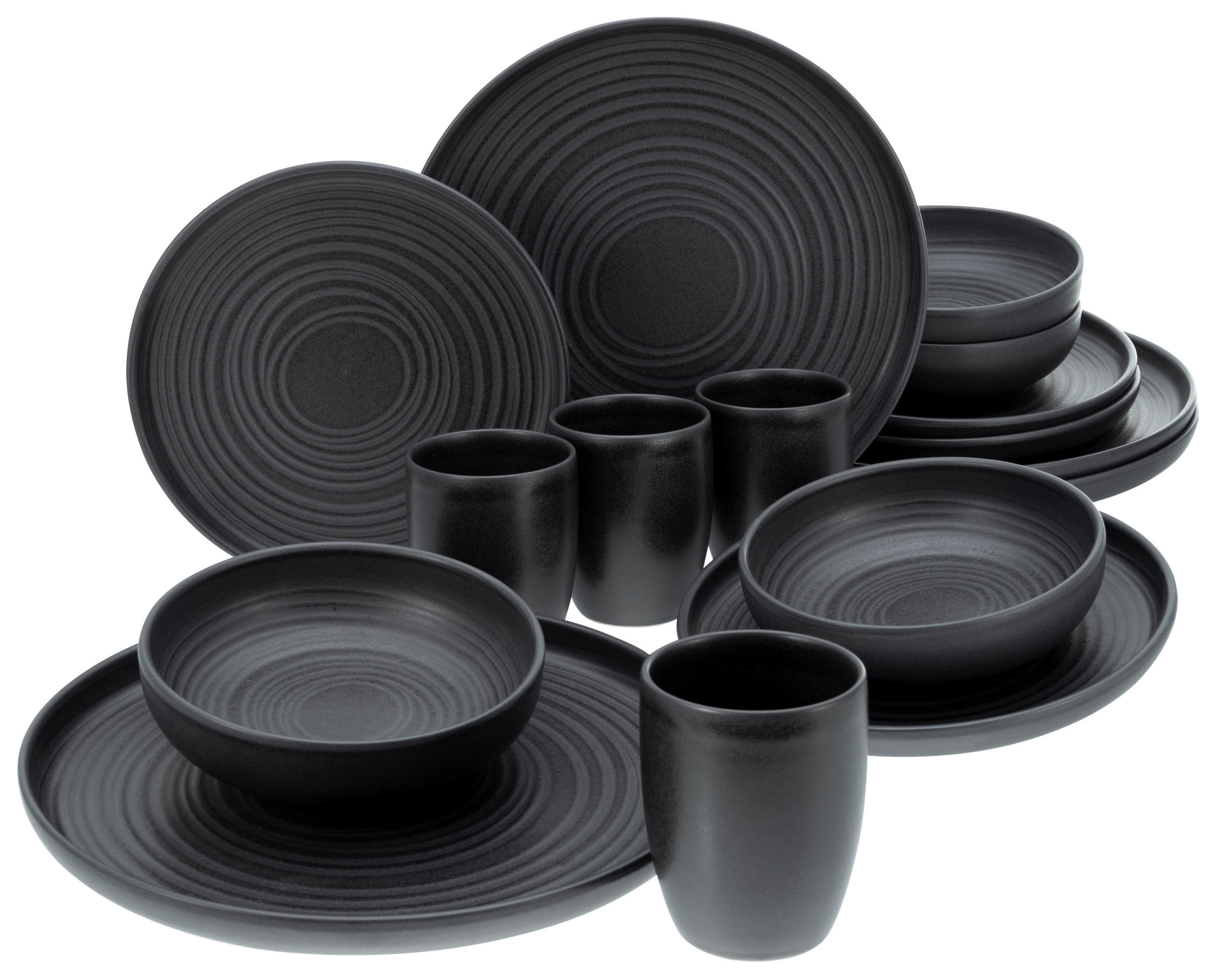 KOMBISERVICE 16-teilig - Schwarz, MODERN, Keramik (40,5/37/49,5cm) - Creatable