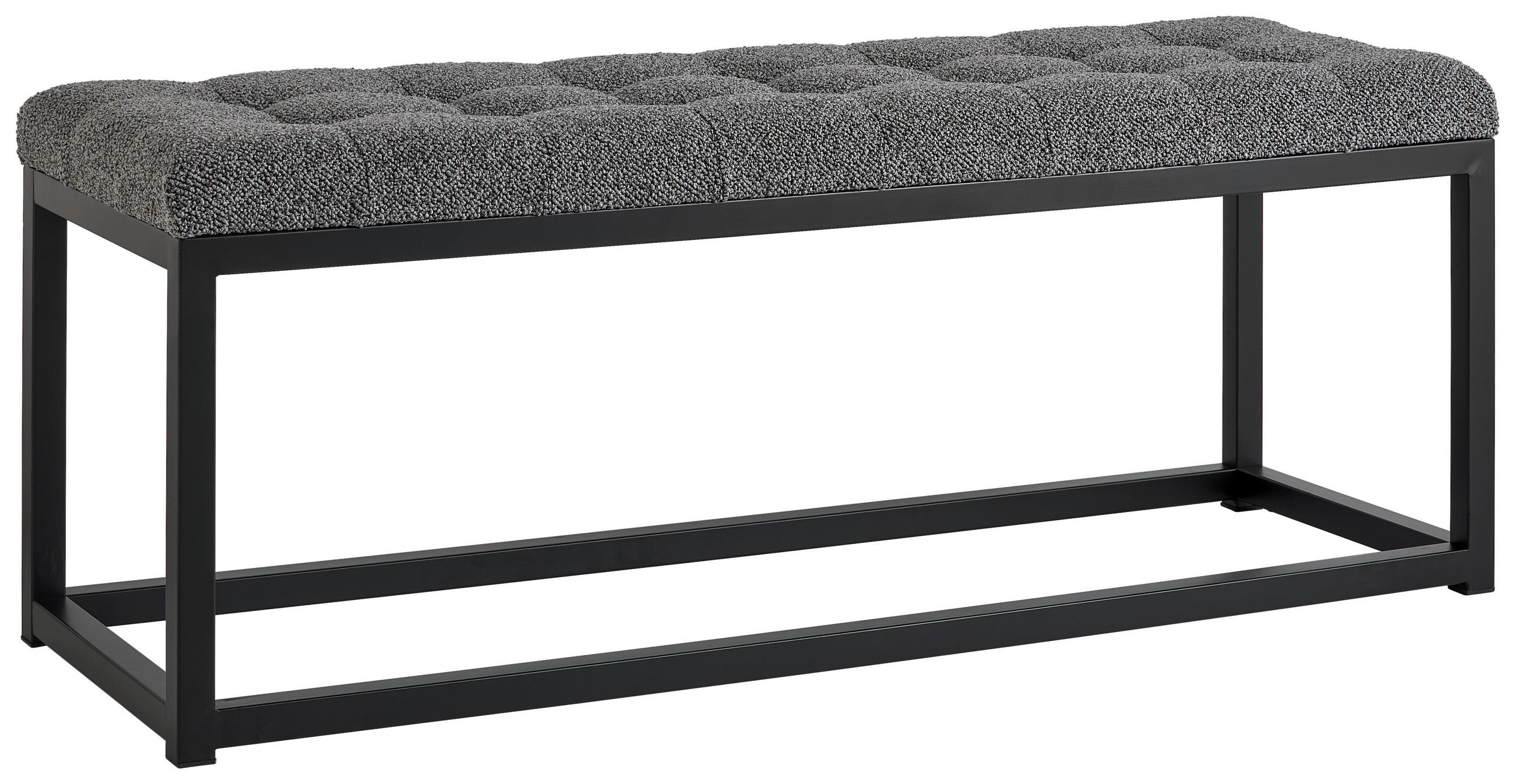 HOCKERBANK 120/45/42 cm Bouclé Grau  - Schwarz/Grau, Design, Textil/Metall (120/45/42cm) - MID.YOU