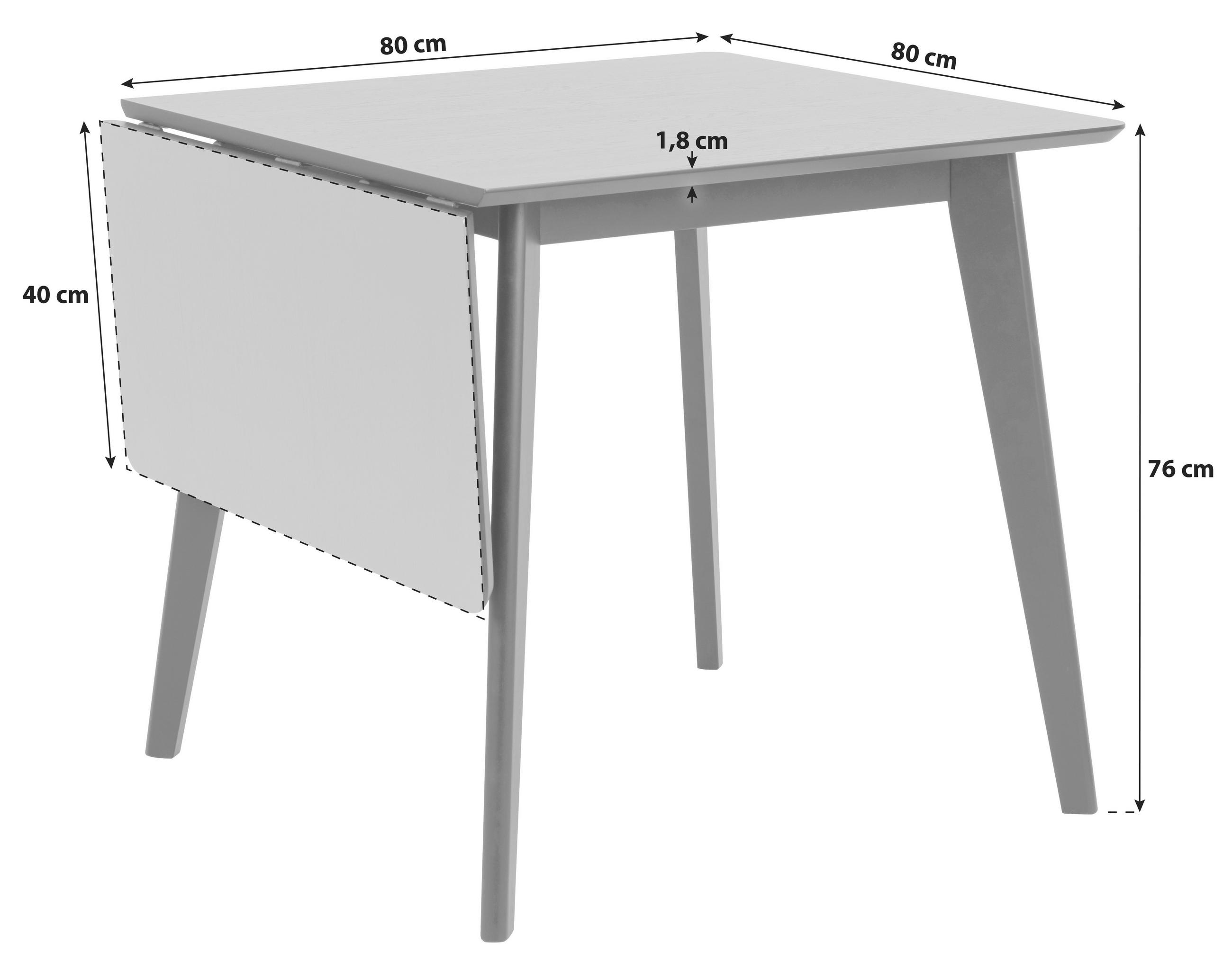 ESSTISCH 80-120/80/76 cm Kautschukholz furniert Holz Schwarz, Eichefarben  - Eichefarben/Schwarz, KONVENTIONELL, Holz (80-120/80/76cm) - MID.YOU