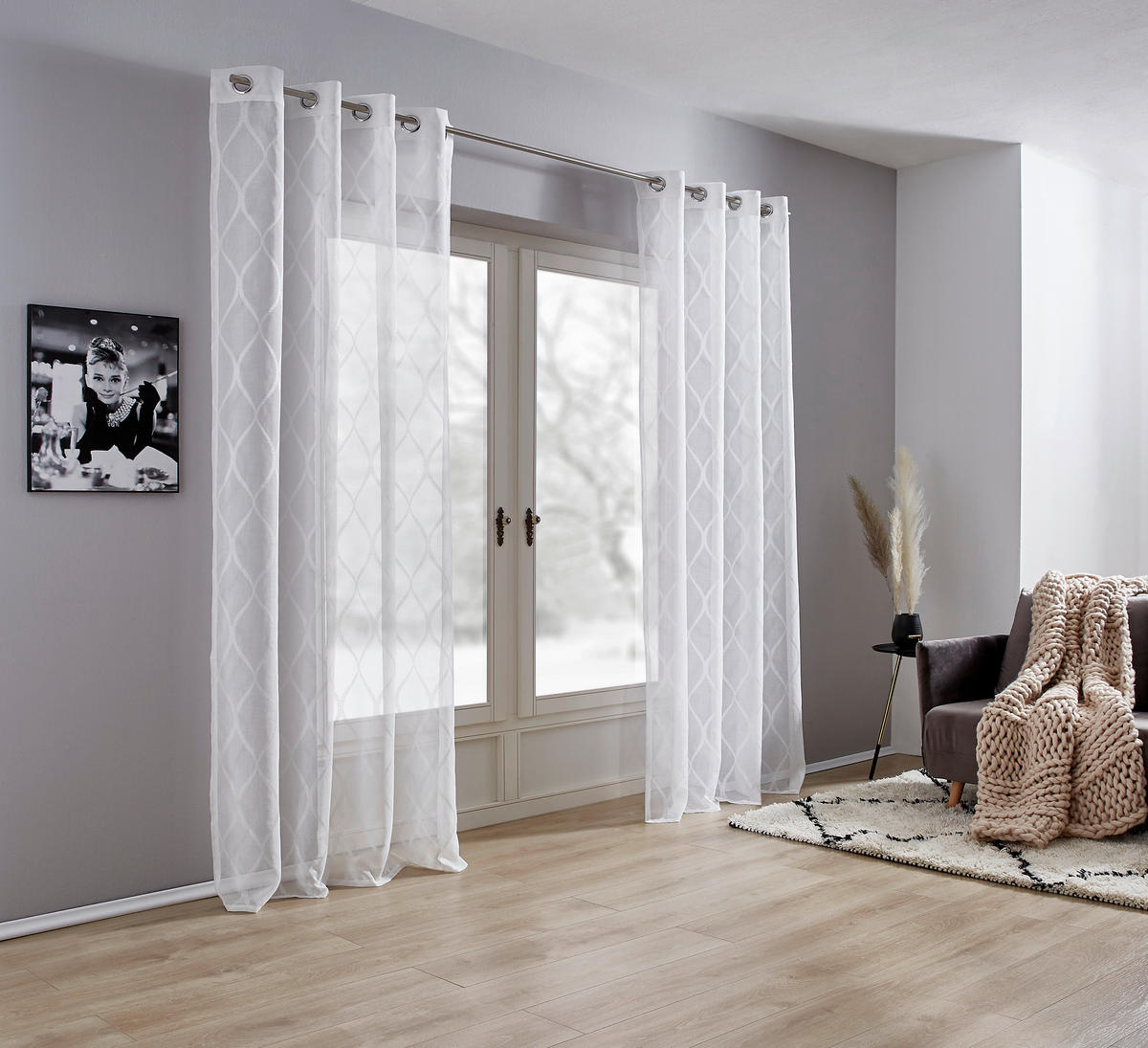 ÖSENSCHAL GAMMA halbtransparent 140/245 cm   - Weiß, Design, Textil (140/245cm) - Esposa
