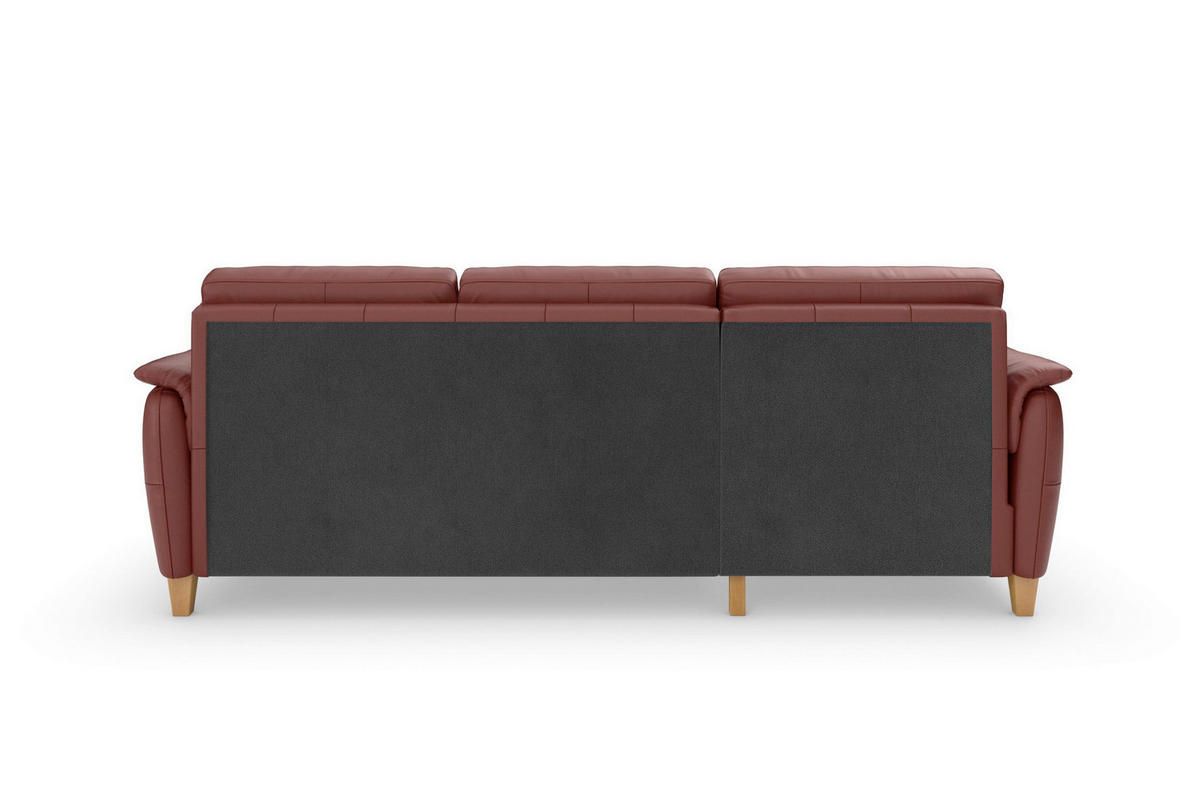 ROHOVÁ SEDAČKA, koža, červenohnedá - červenohnedá/farba duba, Basics, koža/drevo (163/244cm) - Sit & More