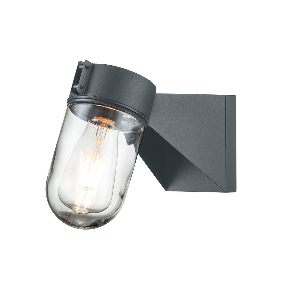 AUßENWANDLEUCHTE   - Grau, Design, Glas/Metall (19,7/10/24,7cm) - Elstead Lighting
