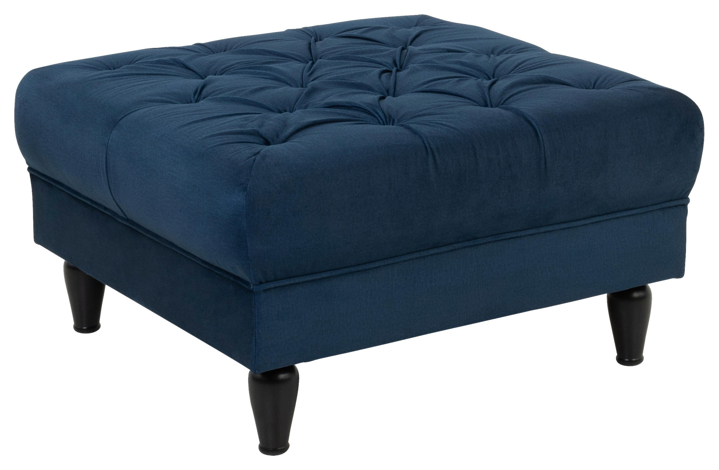 HOCKER Velours Dunkelblau  - Schwarz/Dunkelblau, Design, Holz/Textil (82/44/82cm) - MID.YOU