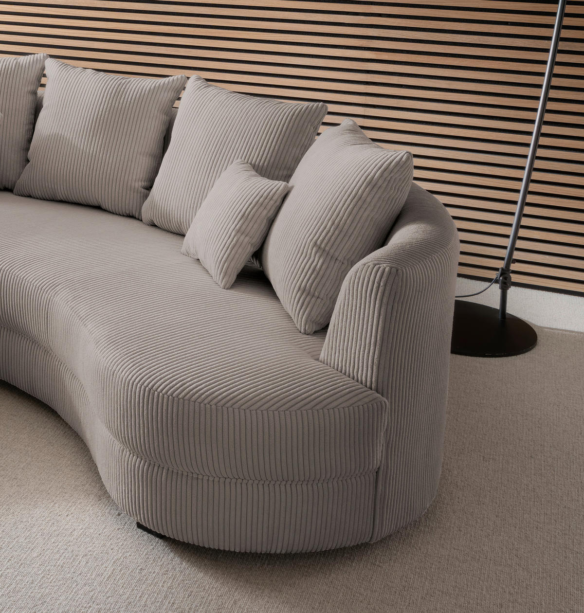 WOHNLANDSCHAFT Graubraun Cord  - Graubraun/Schwarz, Design, Kunststoff/Textil (160/300cm) - Livetastic
