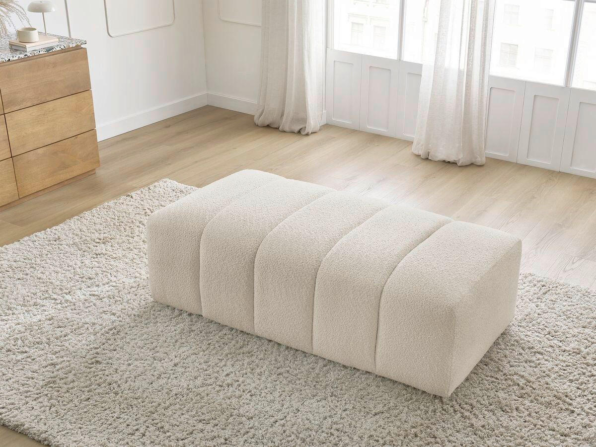 HOCKER ANNECY Bouclé Beige  - Beige/Schwarz, MODERN, Kunststoff/Textil (140/45/70cm)