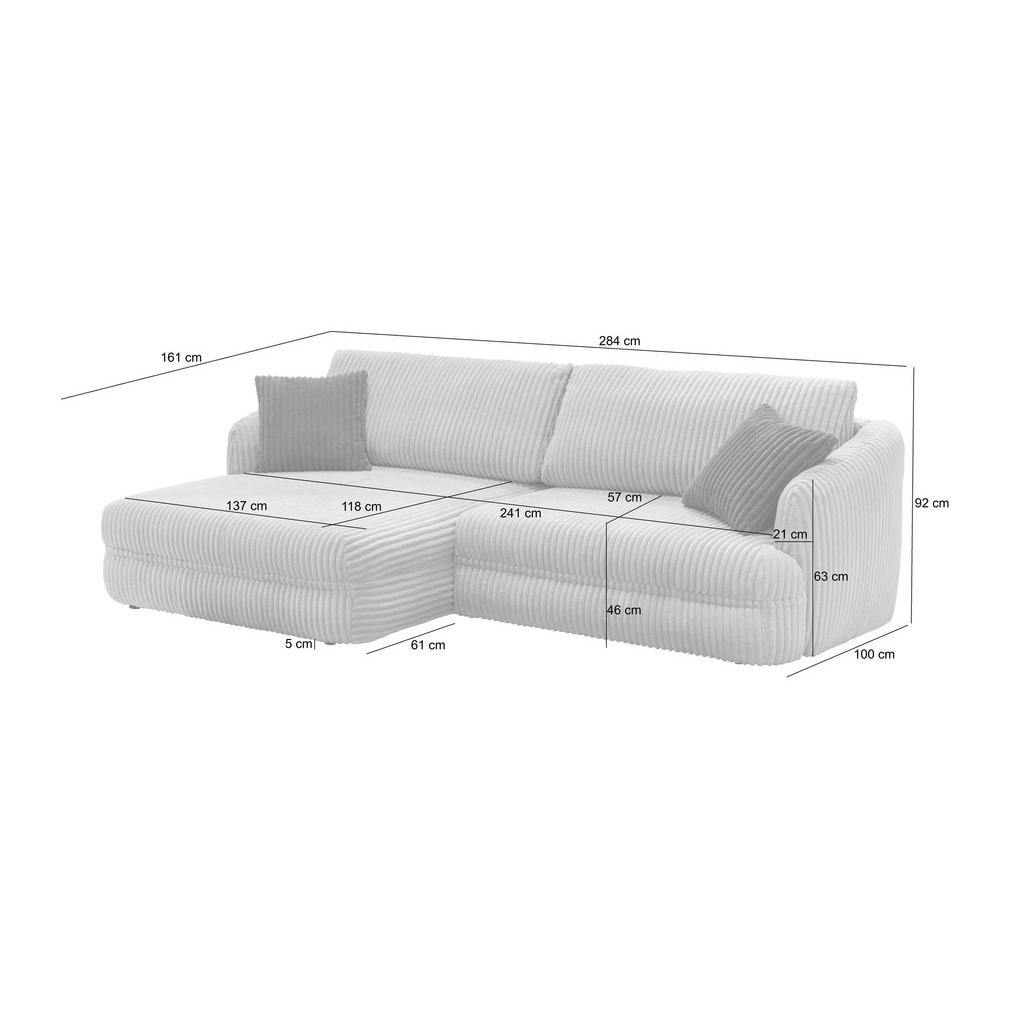 Thumbnail - Livetastic Ecksofa Lush, Hellbraun, Textil, 3-Sitzer, Füllung: Silikon, Schaumstoffflocken,Schaumstoff, Ottomane links, ...