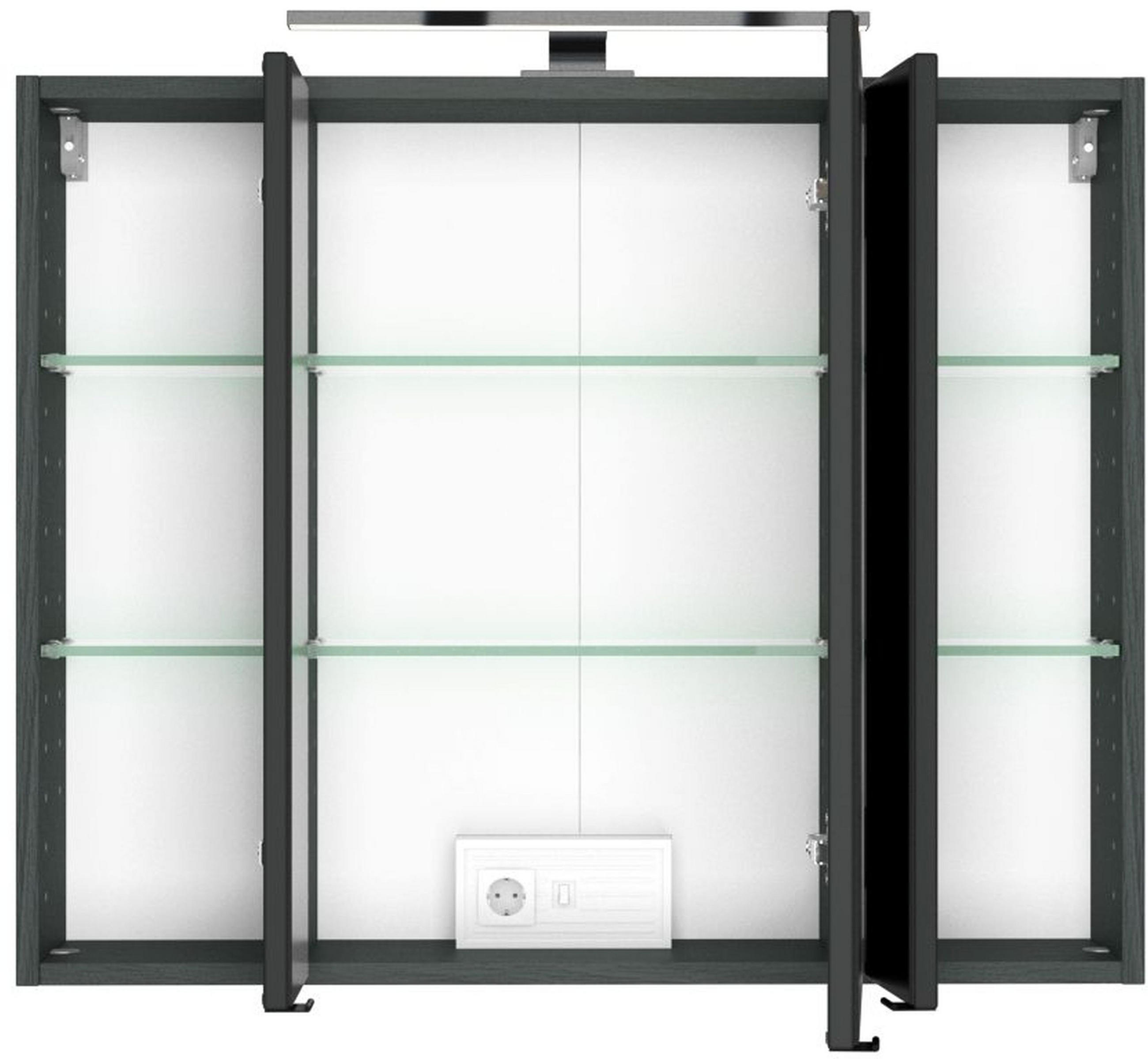 SPIEGELSCHRANK 80/66/20 cm  - Chromfarben/Grau, Design, Glas/Holzwerkstoff (80/66/20cm) - Held
