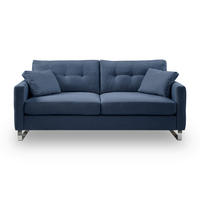 2,5-SITZER HERA Flachgewebe Dunkelblau  - Chromfarben/Dunkelblau, Basics, Textil/Metall (203/92/94cm) - MID.YOU