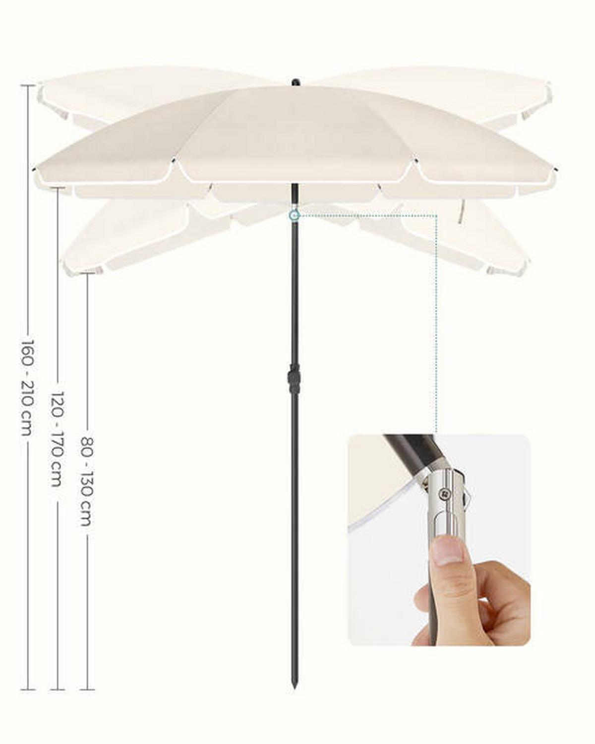 SONNENSCHIRM 160 cm Beige  - Beige/Schwarz, Basics, Textil/Metall (160/160cm) - Modante