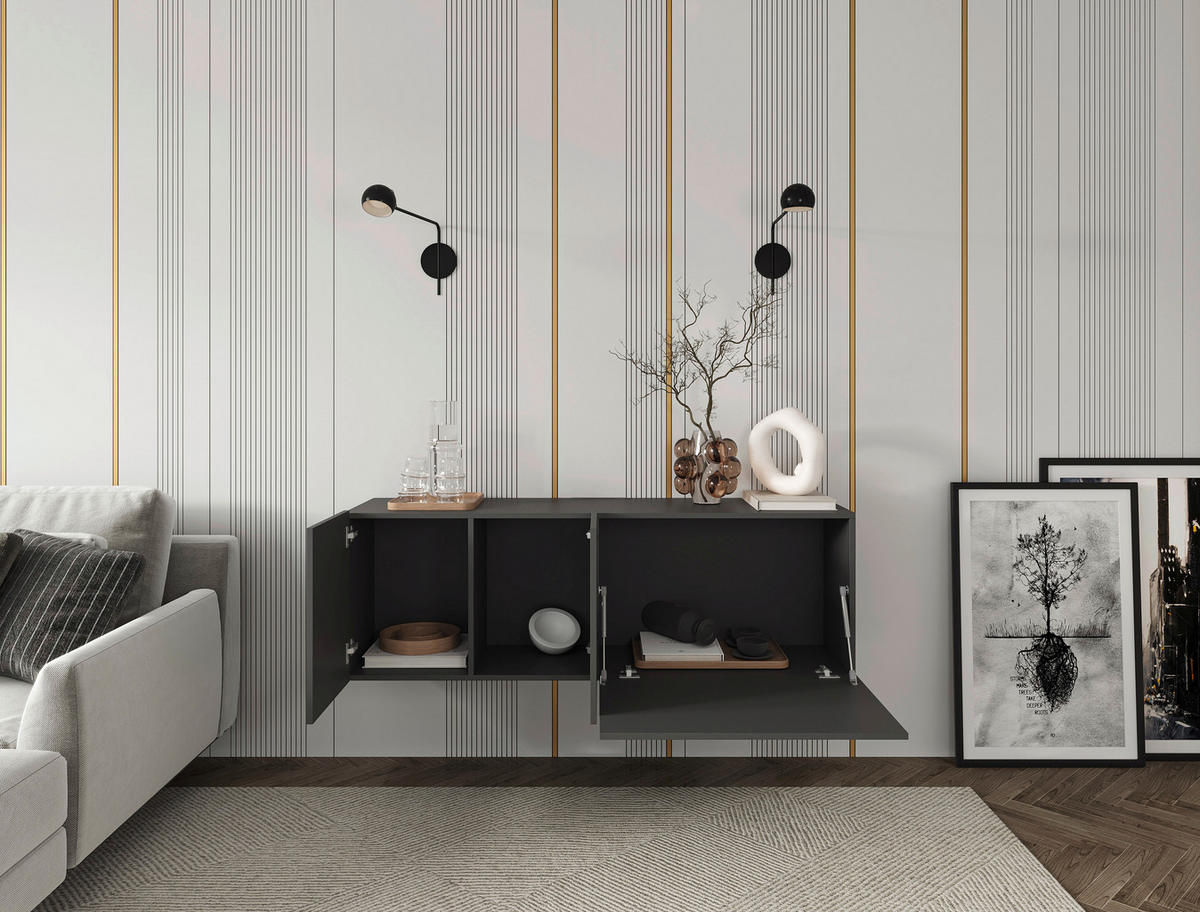 LOWBOARD  in 150/50/42 cm  - Anthrazit, Design, Holzwerkstoff (150/50/42cm) - Hom`in